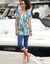 3/4-legging met elastische taille (indigo / wit)