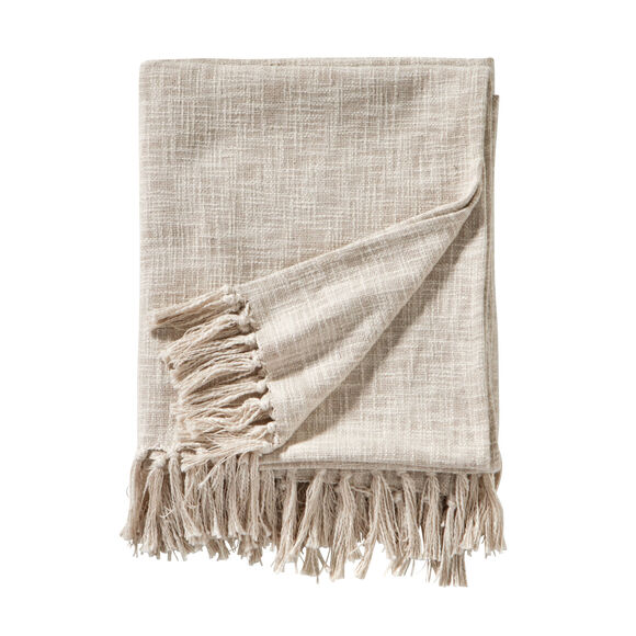 Plaid uni coton texturé (ivoire)