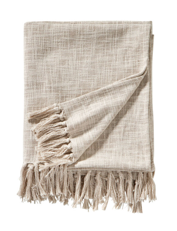 Effen plaid in getextureerd katoen  (ivoorkleur)