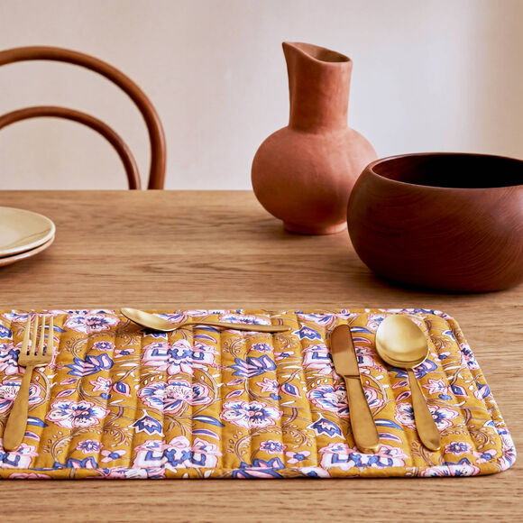 Omkeerbare gematelasseerde placemat - set van 2 (karamel)