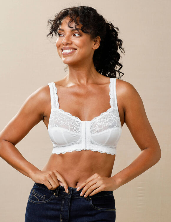 Soutien-gorge ouverture devant dentelle Salford - sans armatures (blanc)
