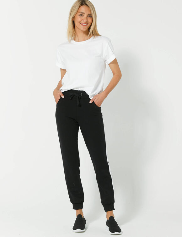 Tweekleurige joggingbroek van molton (zwart / wit)