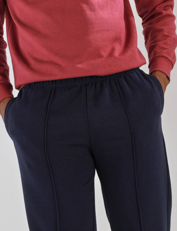 Pantalon loisirs molleton, bas droits (marine)