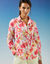 Bloes met bloemenprint, katoenvoile (wit / roze)