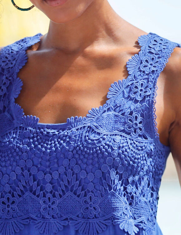 Jurk met macramé frontje (blauw)