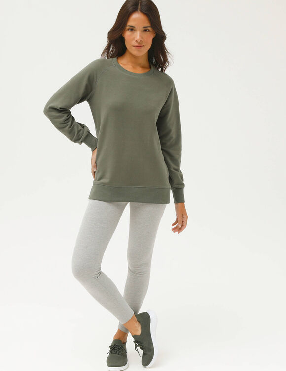 Sweat en molleton, longueur tunique (kaki)