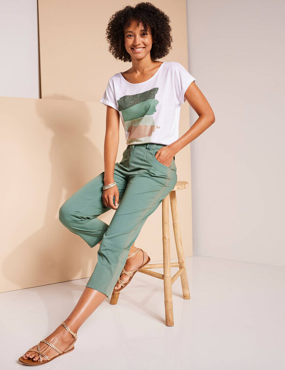 T-shirt boite imprimé "arty", maille jersey (vert)