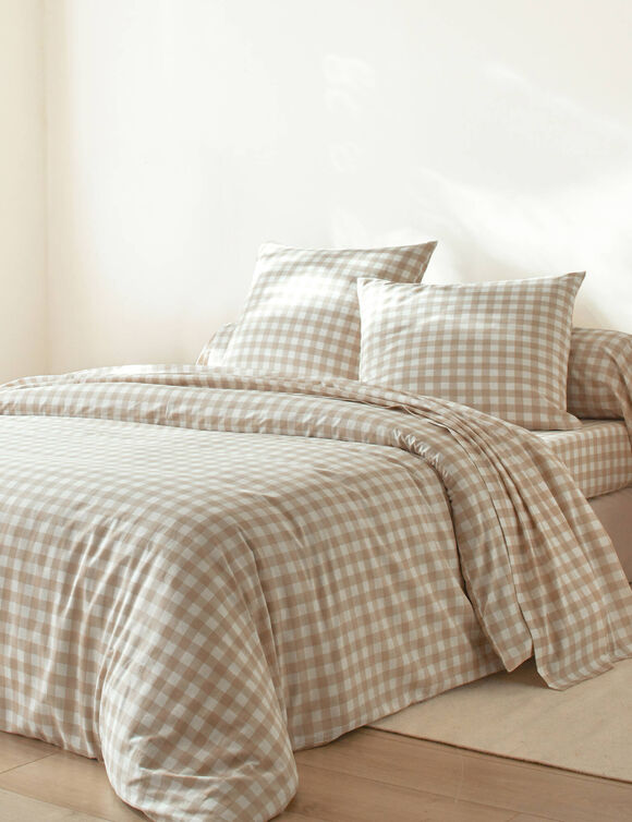 Linge de lit Lou en flanelle imprim&eacute;e (beige)