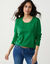 Pull col rond uni, manches longues, toucher doux (vert)