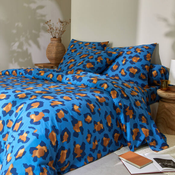 Linge de lit Pedro en polycoton imprimé peau de bête (blauw)