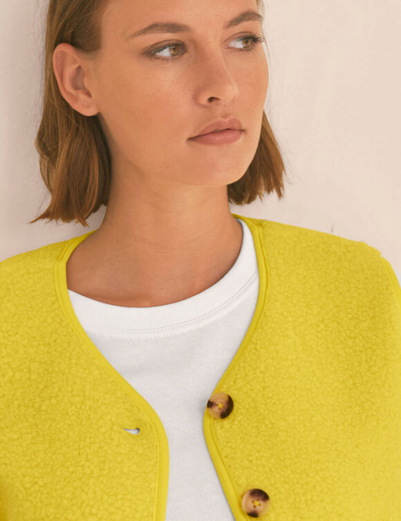 Veste sans manches, maille bouclette (jaune)