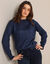 Pull col montant, finition frisotti (marine)