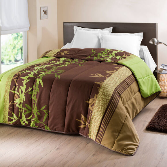 Couette microfibre imprim&eacute;e Jungle 200g/m2 (vert / chocolat)