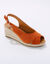 Sandalen met sleehak in koord en open neus (terracotta)