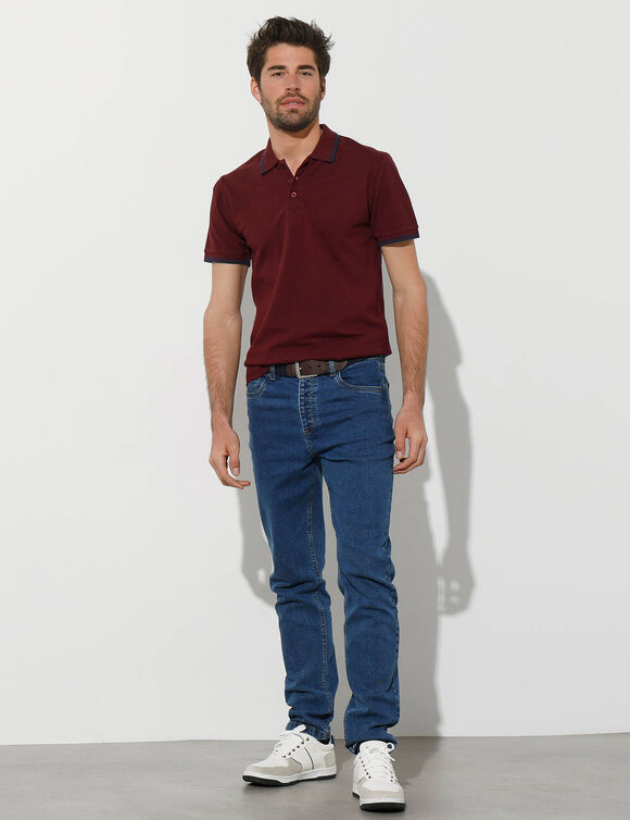 Polo uni maille piquée manches courtes (bordeaux)