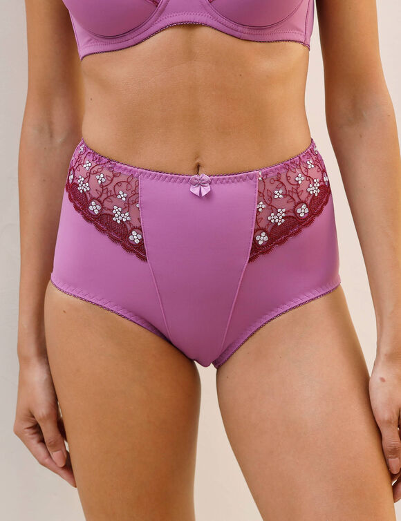 Gainette microfibre tulle brod&eacute; Caminata (violine)