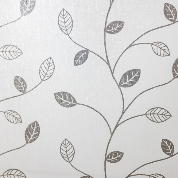 Vitrage voile motif petites feuilles - finition pattes (gris)