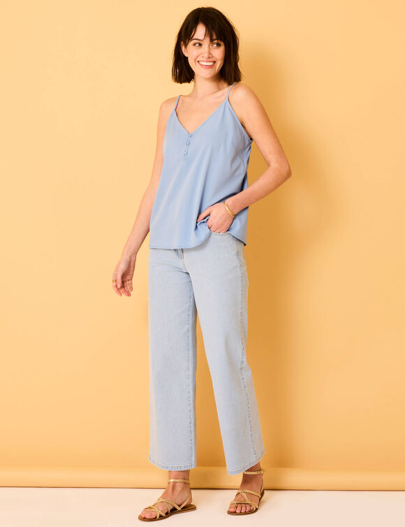 Caraco uni, polyester recyclé(**) (bleu grisé)