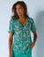 Bedrukte bloes met knoopsluiting en bloezende mouwen, jacquardvoile (smaragdgroen)