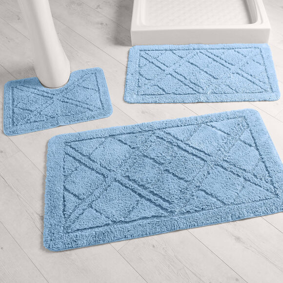 Tapis de bain losanges (bleu)