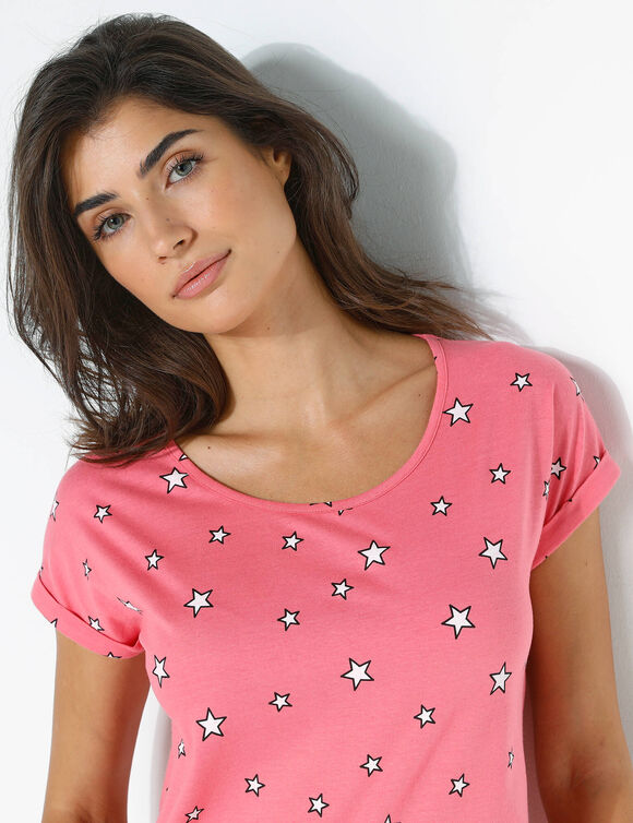 Chemise de nuit imprimé ville étoilée - lot de 2 (fuchsia + anthracite)