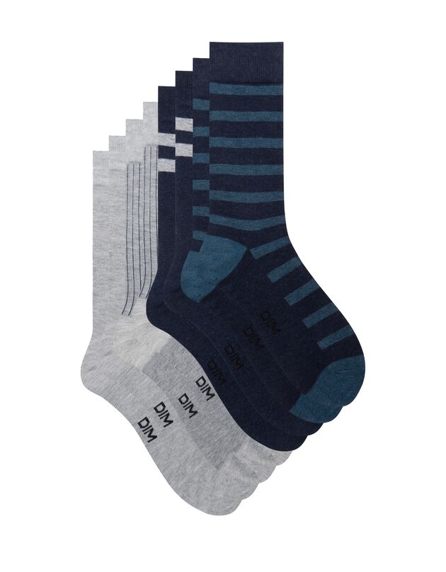 Mi-chaussettes EcoDIM style - lot de 4 (gris chiné / bleu)