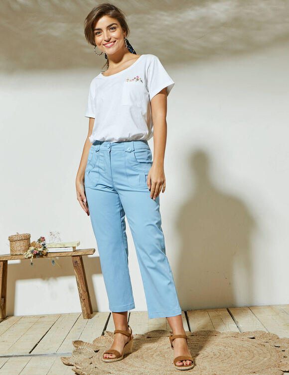Pantacourt droit stretch (bleu)
