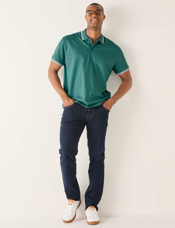 Effen polo in piquétricot met korte mouwen (celadon)