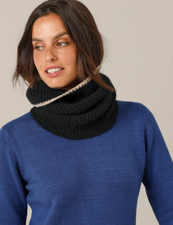 Tour de cou, maille détails brillants (zwart)