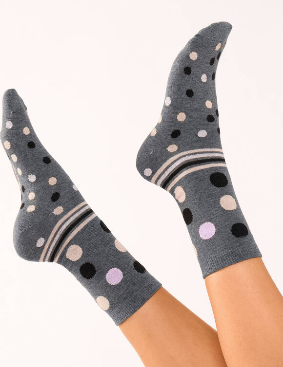 Chaussettes pois et unies - lot de 4 paires (assortis)