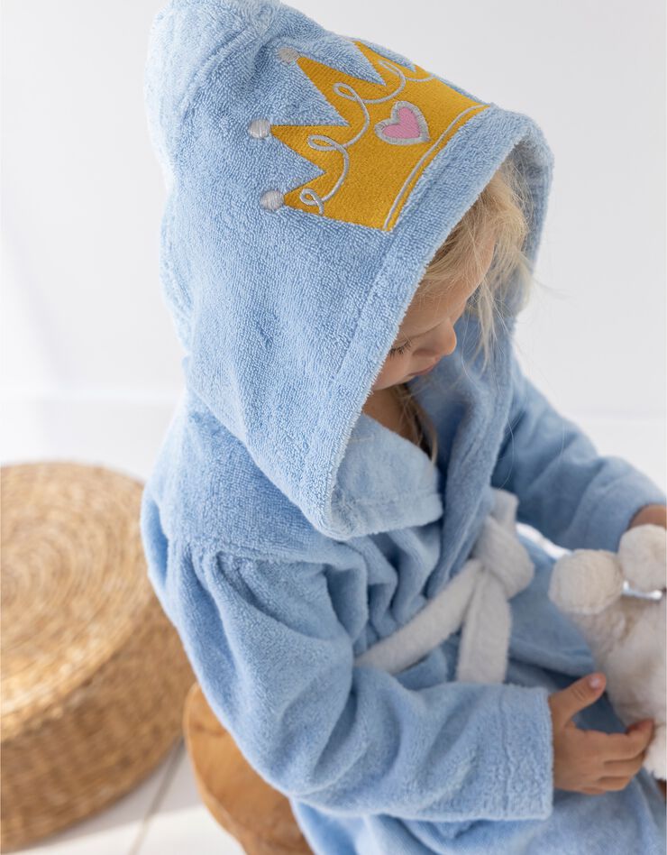 Peignoir de bain déguisement enfant princesse éponge coton - 340g/m² (bleuet)