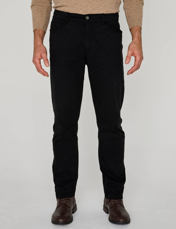 Pantalon droit 5 poches &eacute;lastiqu&eacute; c&ocirc;t&eacute;s - L30 (noir)