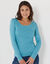 Effen T-shirt met lange mouwen in biokatoen(**) (celadon)