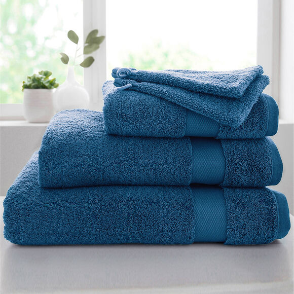 Effen badstof in katoen en modal 500 g/m2 (eendenblauw)