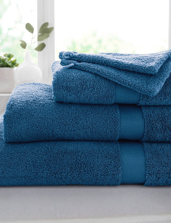 Effen badstof in katoen en modal 500 g/m2 (eendenblauw)