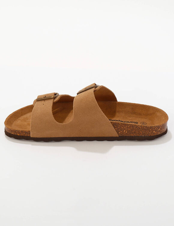 Leren muiltjes met verstelbare gespen - bruin (taupe)