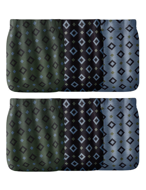 Slip ouvert taille haute imprimé losanges - lot de 6 (bleu + kaki + noir)