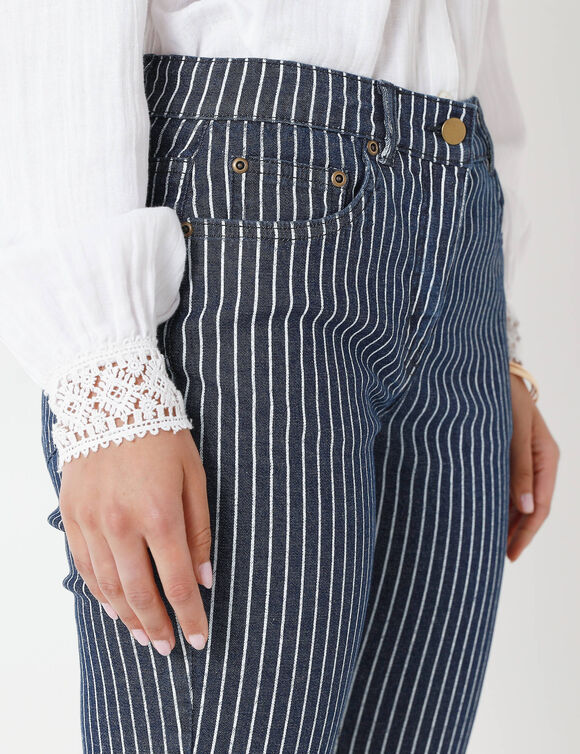 Jean 7/8ème rayé (dark blue)
