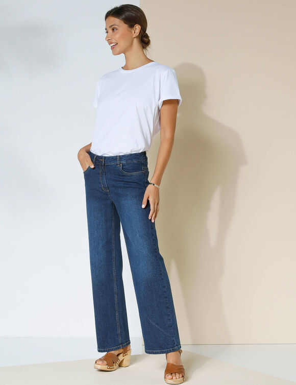 Jean coupe large stretch, petite stature (dark blue)