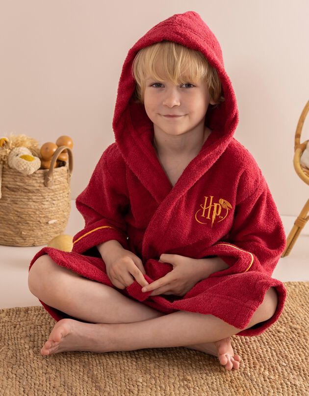 Badjas met kap voor kinderen, Harry Potter®, katoenen badstof - 380g/m2 (bordeaux)