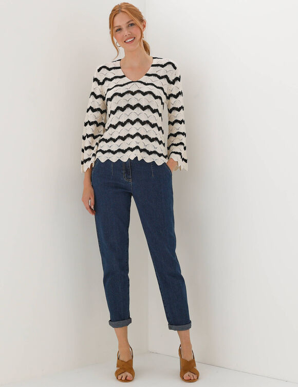 Fantasietrui, pagodemouwen (ecru / zwart)