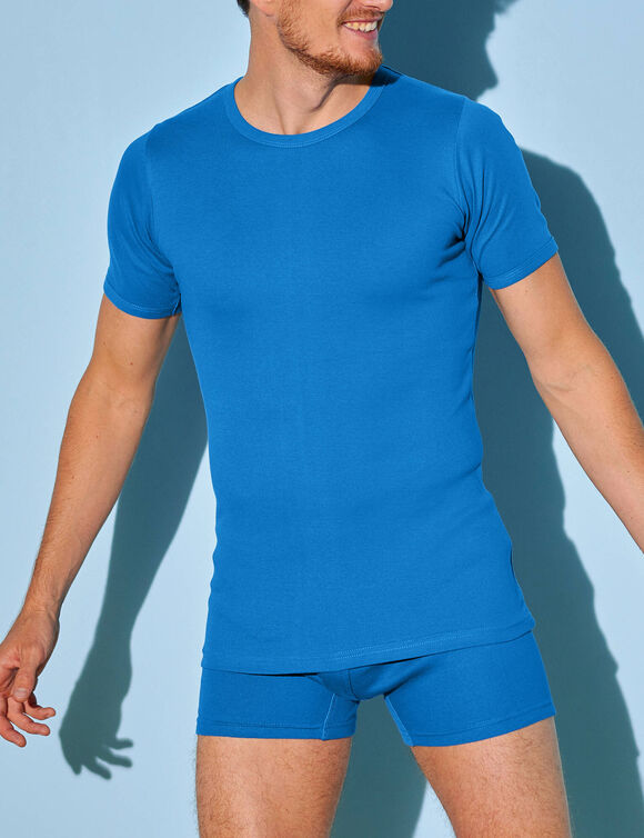 T-shirt sous-vêtement homme col rond - lot de 3 (bleu)