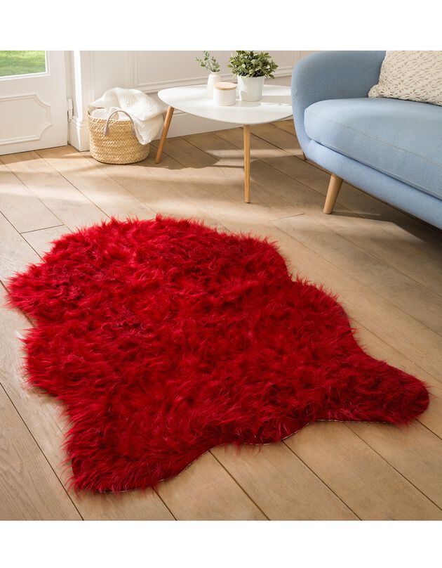 Harig tapijt in dierenvachtmodel (rood)