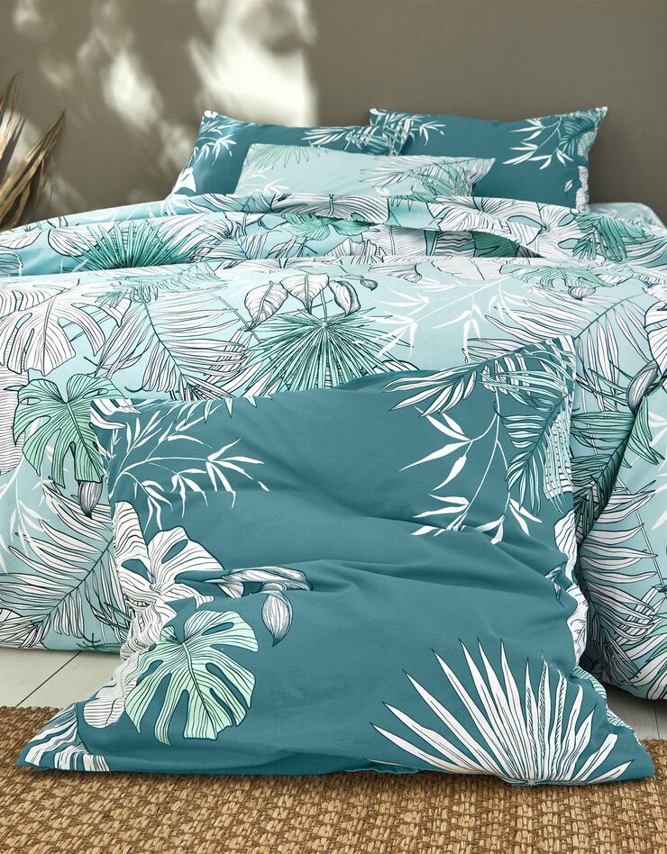 Linge de lit Mahao en coton à motifs feuilles de palmes, vert, hi-res image number 2