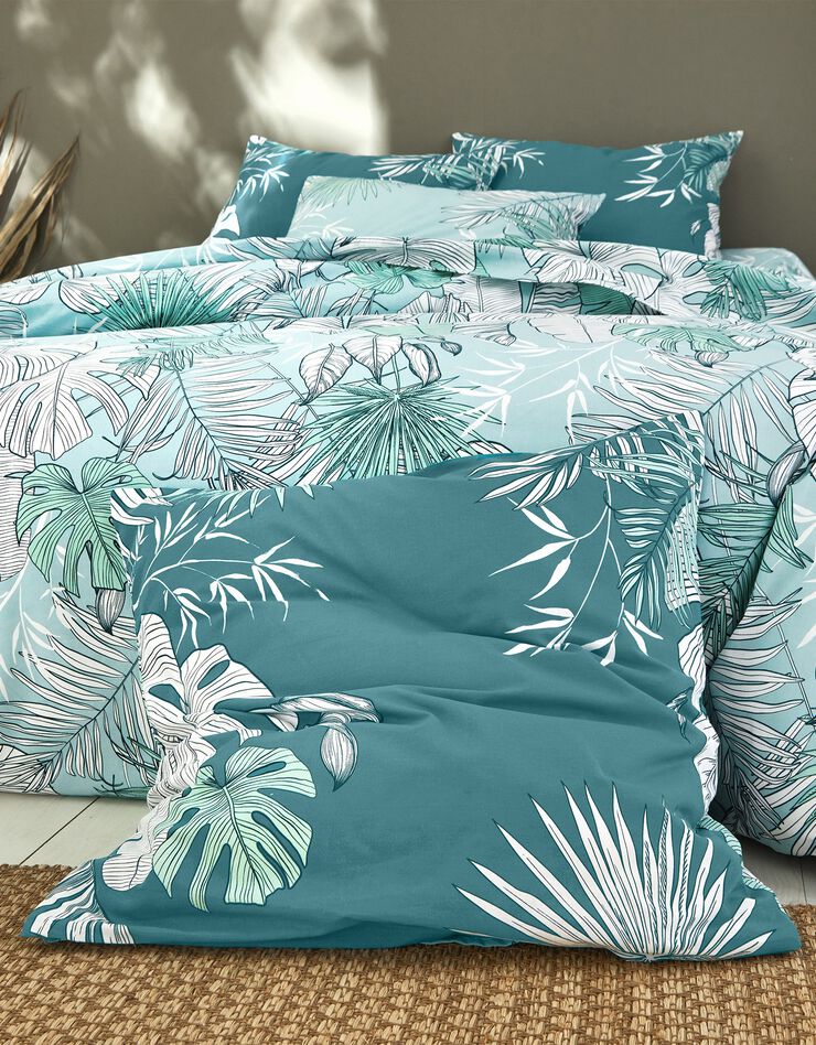 Linge de lit Mahao en coton à motifs feuilles de palmes, vert Linge de lit Mahao en coton à motifs feuilles de palmes, vert, hi-res image number 2