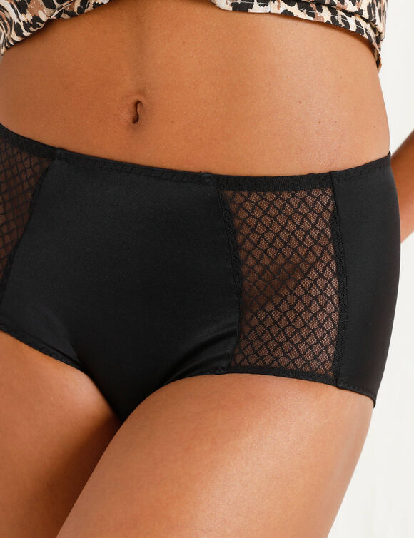 Slip voor platte buik in steungevend tricot (zwart)