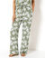 Pantalon large fluide, imprim&eacute; palmiers (kaki / blanc)