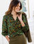 Bloes met bloemenprint (kaki / groen)
