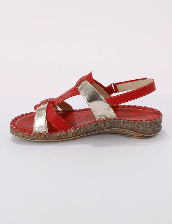 Sandales cuir bicolore extra souple (rouge)