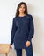 Pull tunique boutons fantaisie toucher doux (bleu encre)